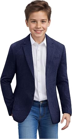 Boys Blazer Lightweight Sport Coat Formal Summer Casual Jacket 2 Buttons