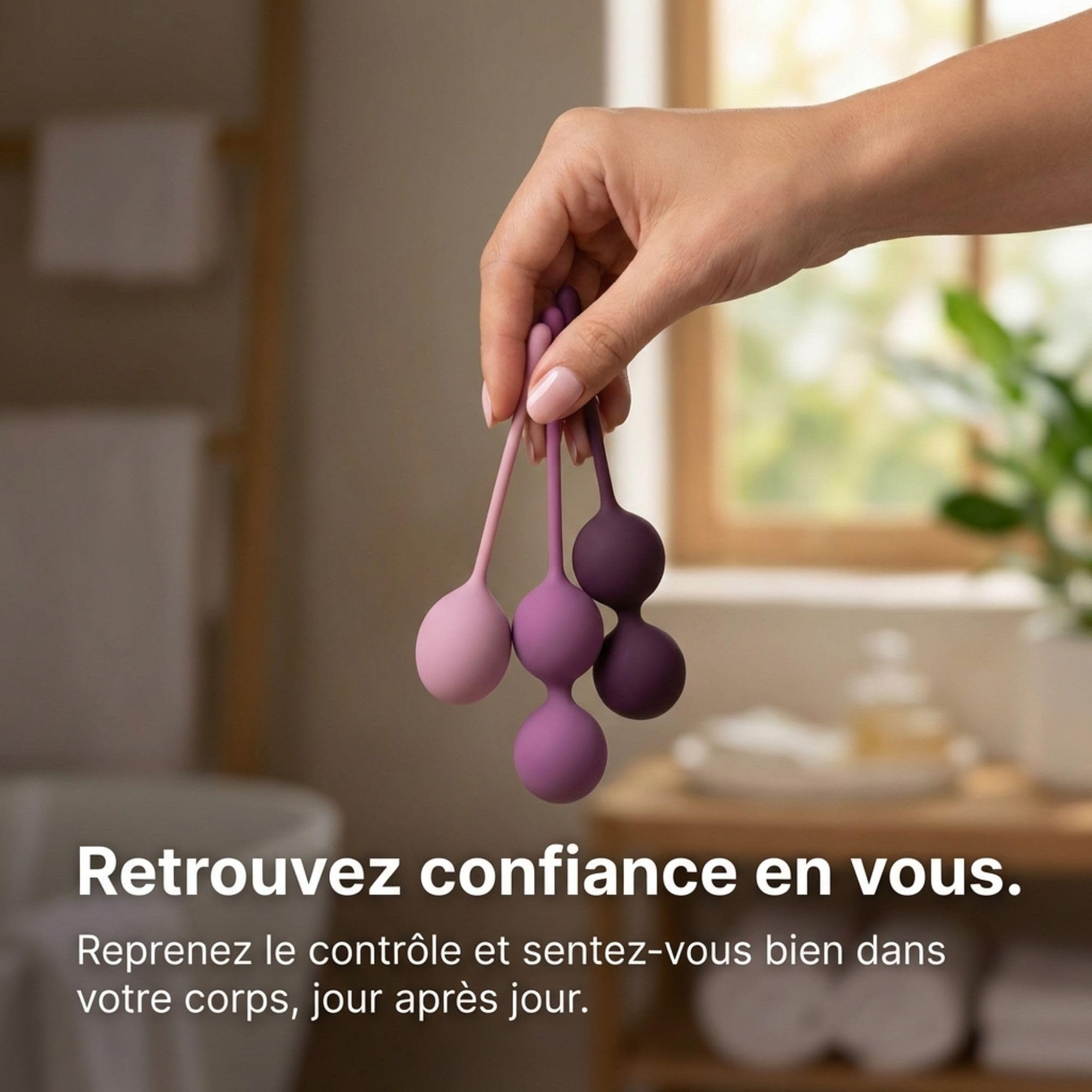 Amaysin Triple Boules de Geisha Set - Kit d'entraînement Boules de Geisha Plancher Pelvien en Silicone - Boules Geisha Reeducation Du Périnée - Boule Geisha pour Femme - Violet