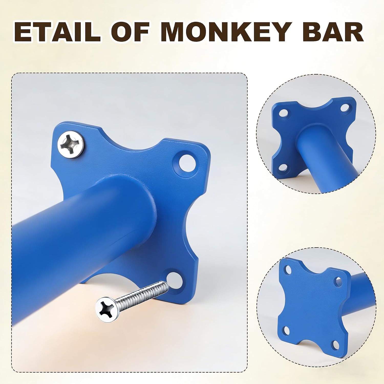 16.5 Inch Heavy Duty Steel Monkey Bars, 10 Pack Metal Ladder Rungs for Backyard Playground Swing Set, Indoor Outdoor Climbing Accessories (Blue)