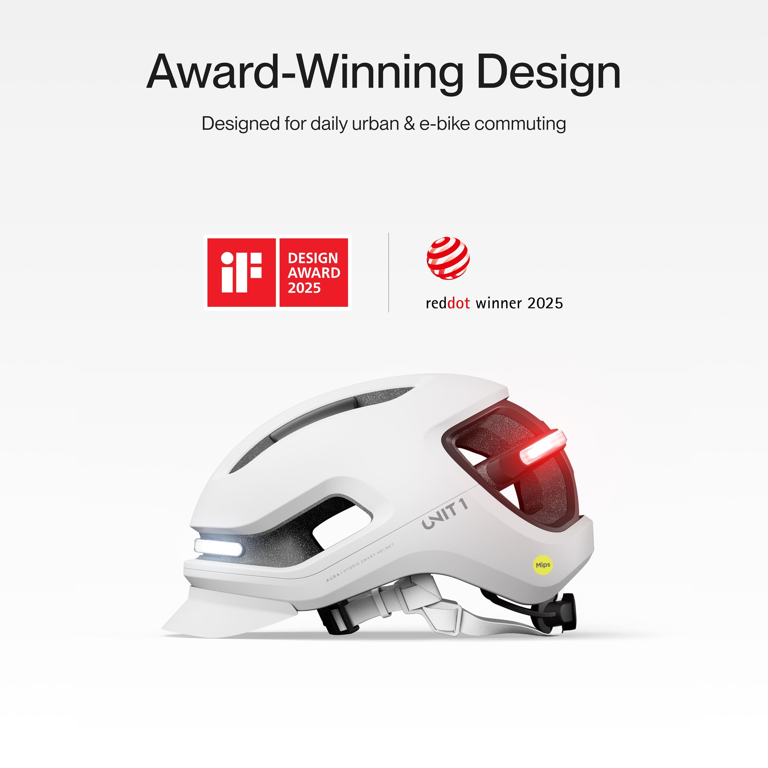 UNIT 1 Aura Casque Smart E-Bike avec Clignotants & Feu Stop | Casque Smart MIPS: clignotants, éclairage intégré & détection de chute