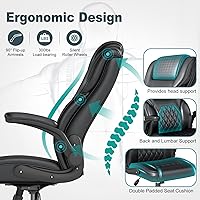 Vista 5 de Silla de Oficina Ejecutiva AnyGod, Sillas de Escritorio Ergonómicas y Cómodas para Computadora con Reposabrazos Abatibles, Soporte Lumbar, Respaldo