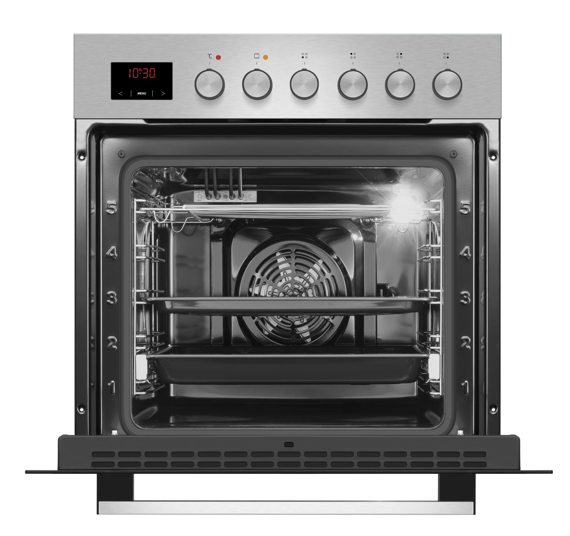 Amica Einbau Herd Set 65L Backofen Heißluft Ringsystem Gaskochfeld vier Kochzonen Gusseisentraeger SteamClean EasyClean SoftClose SensorControl 1fach Auszug