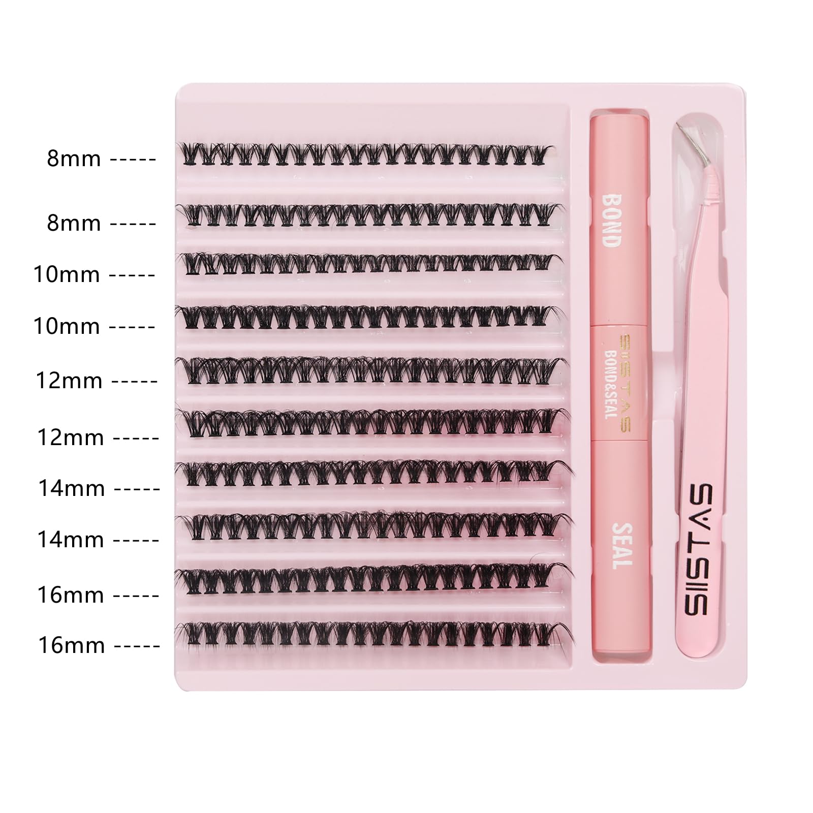 DIY Lash Extension Kit,200pcs Lash Clusters Individual Lashes Eyelash Extension Kit D Curl Volume Cluster Eyelashes with Lash Bond and Seal and Lash Tweezers,Application at Home Lash Extension Kit(40D - Image 2