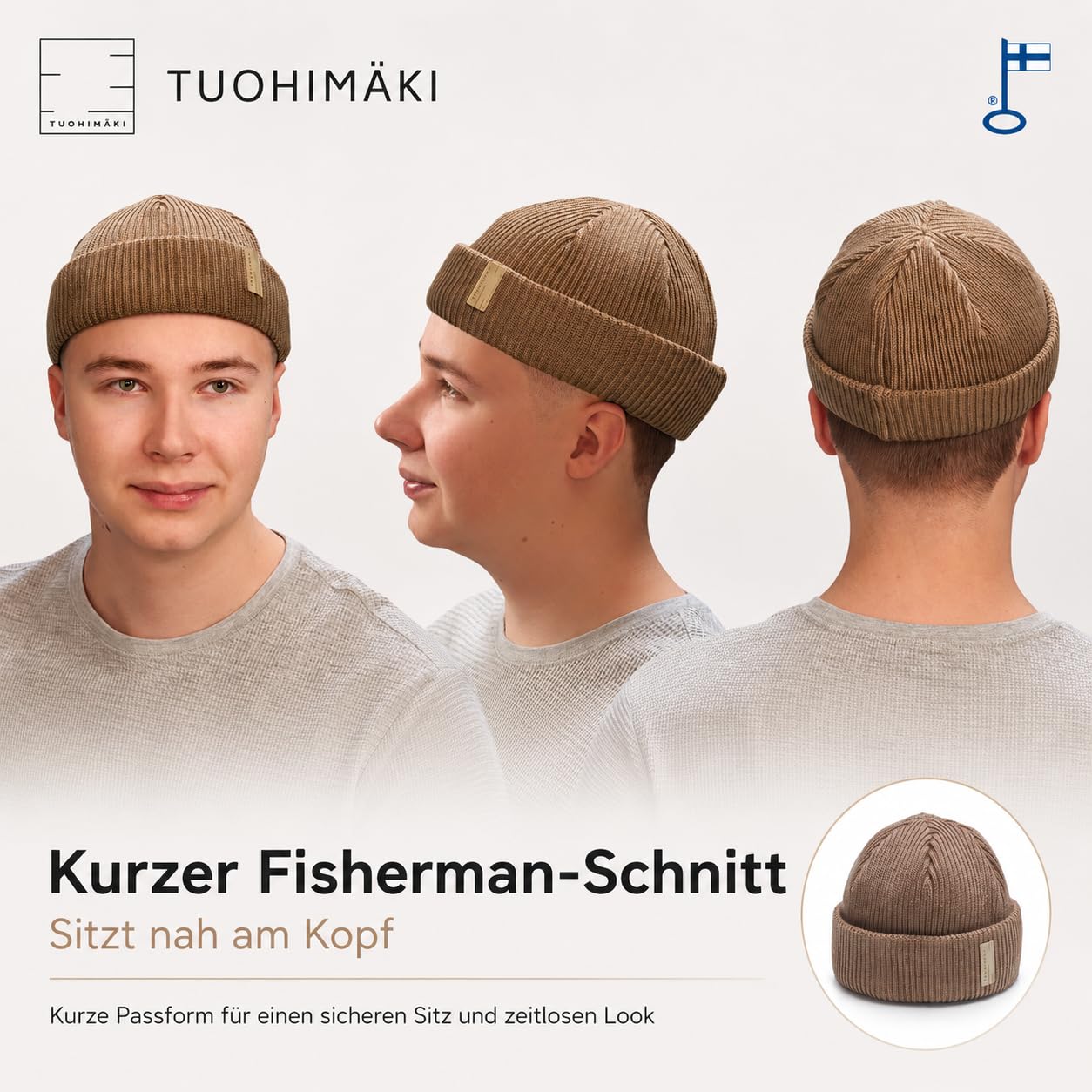 TYYRPUURI Gorro de merino para hombre y mujer, moca, Talla única