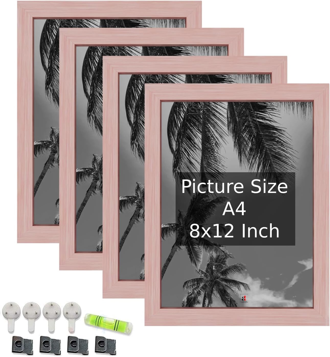 Art Street A4 Size Certificate, Document Photo frames Set of 4 For Home Decoration, Living Room, Office Decoration (Pink, Size: 8" x 12")