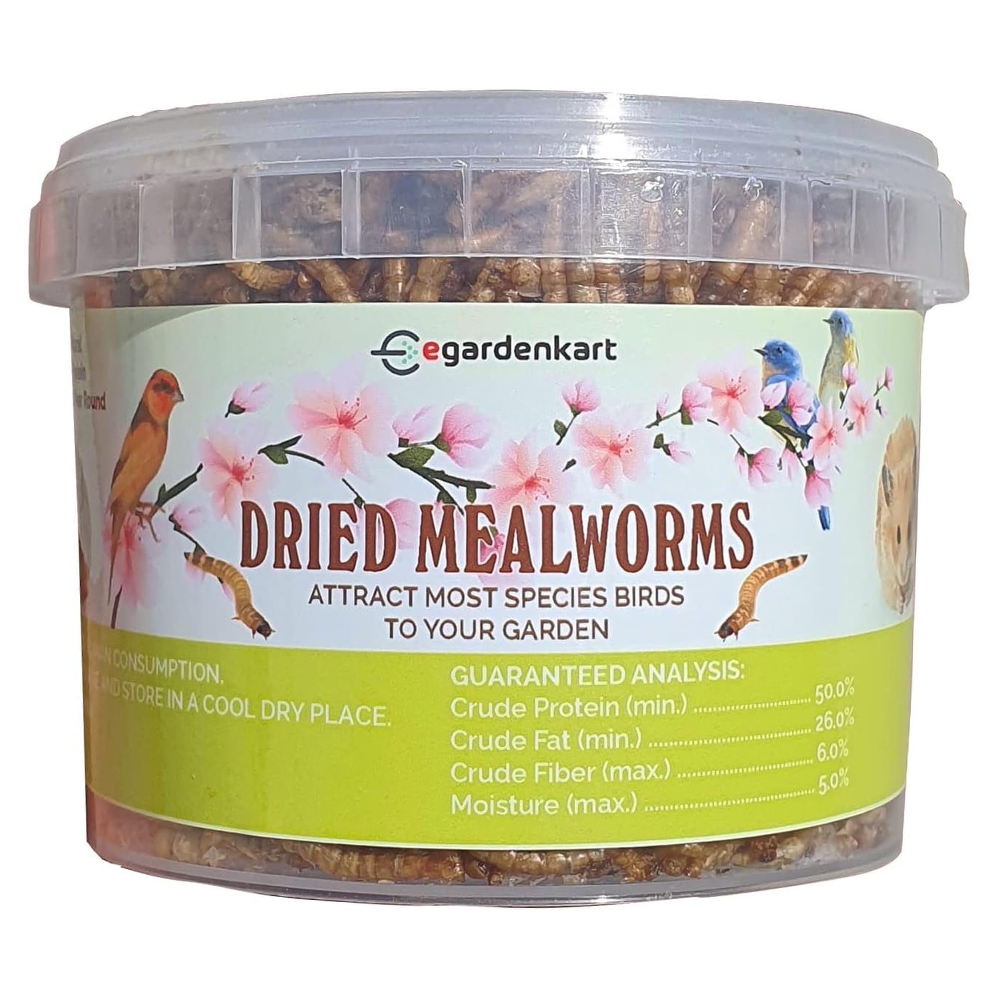 Egardenkart Dried Mealworms for Turtle Food - 100g | High-protein Meal Worms Dried for Hamster Food | Hamster Worm Treats for Lizard, Hedgehog, Chicken, Bird, Fish and All Natural Animals (100g)