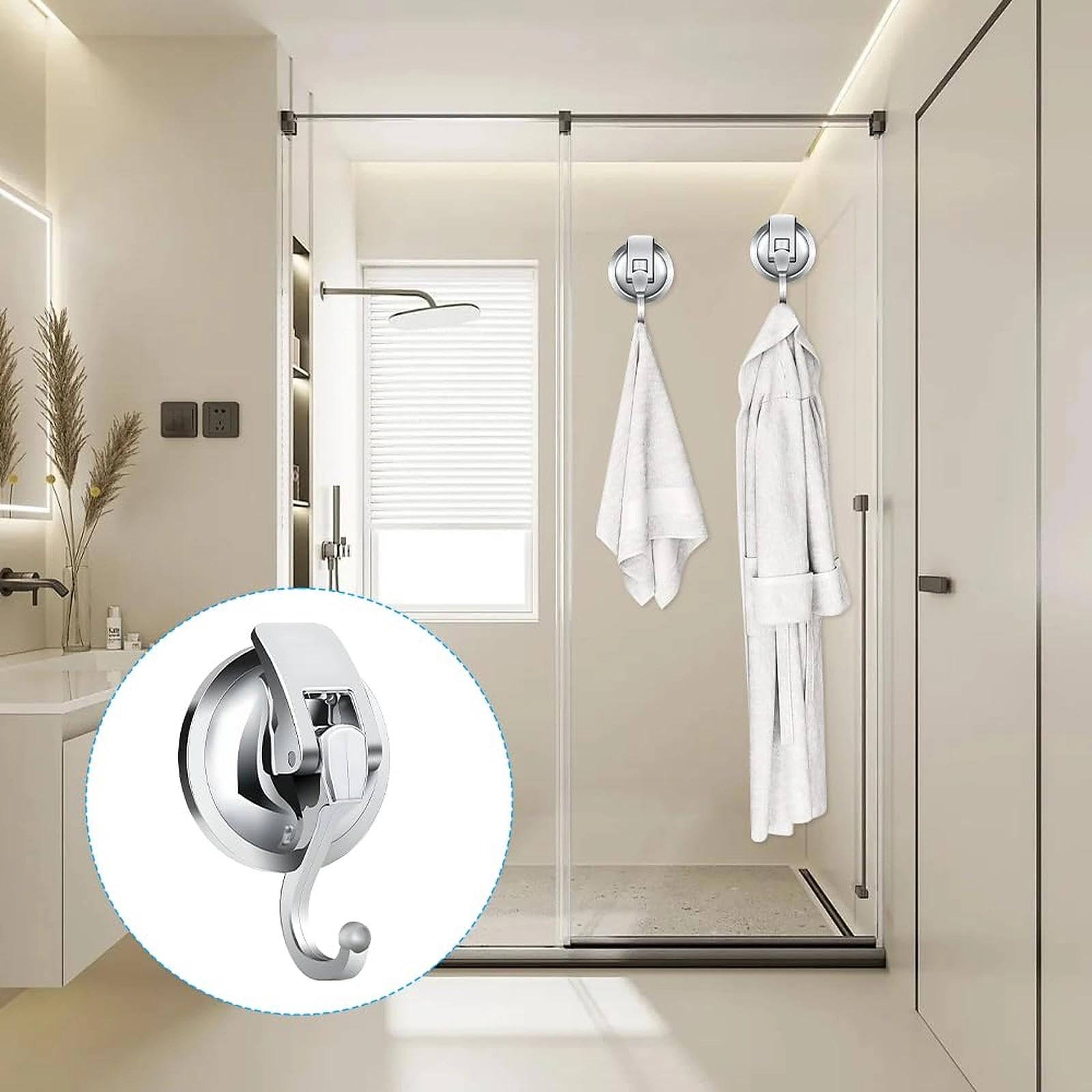 Ganchos Ventosa para Pared Baño, 3 Piezas Gancho Ventosa Vacio Sin Agujeros Ganchos Ventosa Súper Fuerte Ganchos Pared Puerta Impermeable Ganchos Succion de Plástico para Colgar Toallas Cocina Ducha