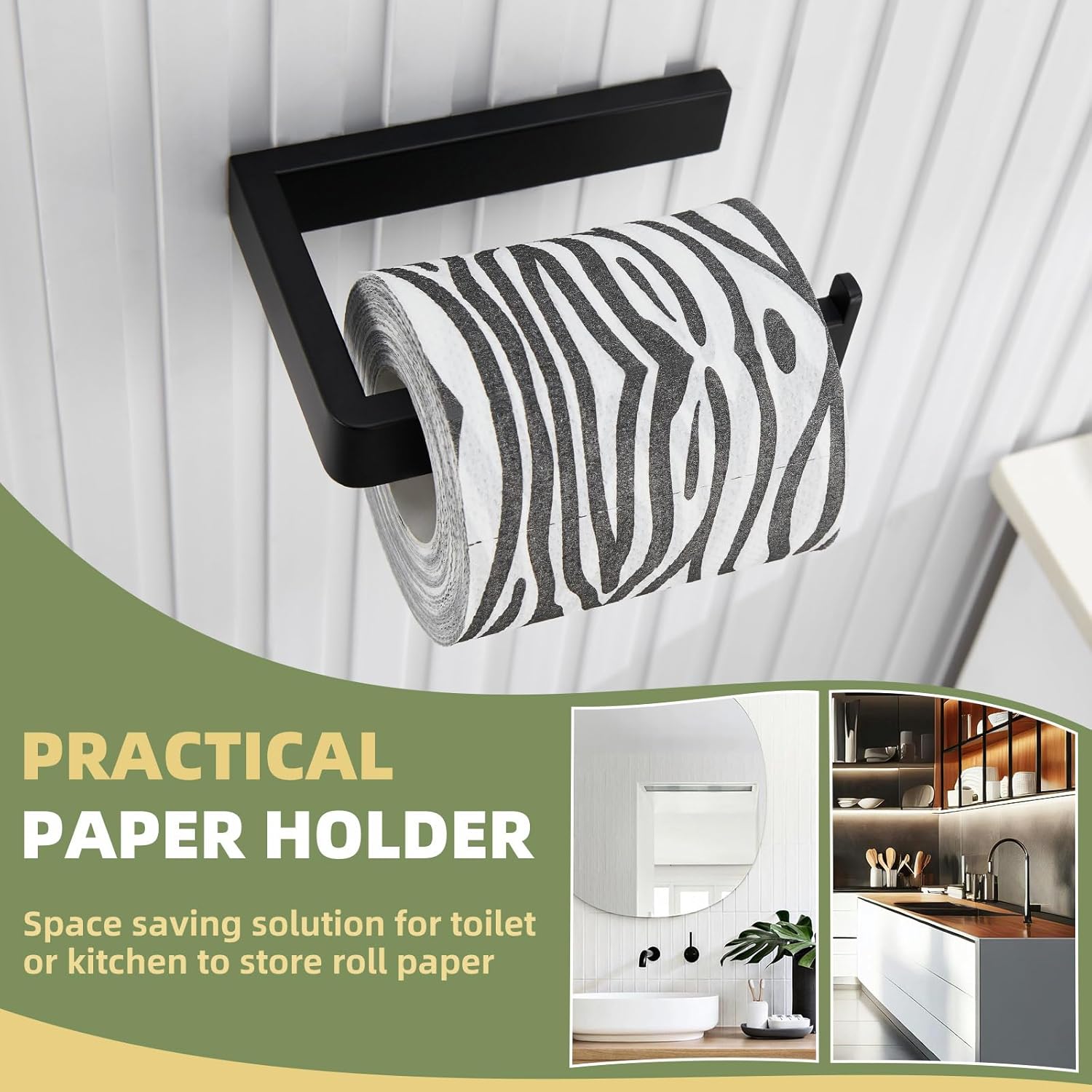 Matte Black Stainless Steel Wall-Mount Toilet Paper Holder