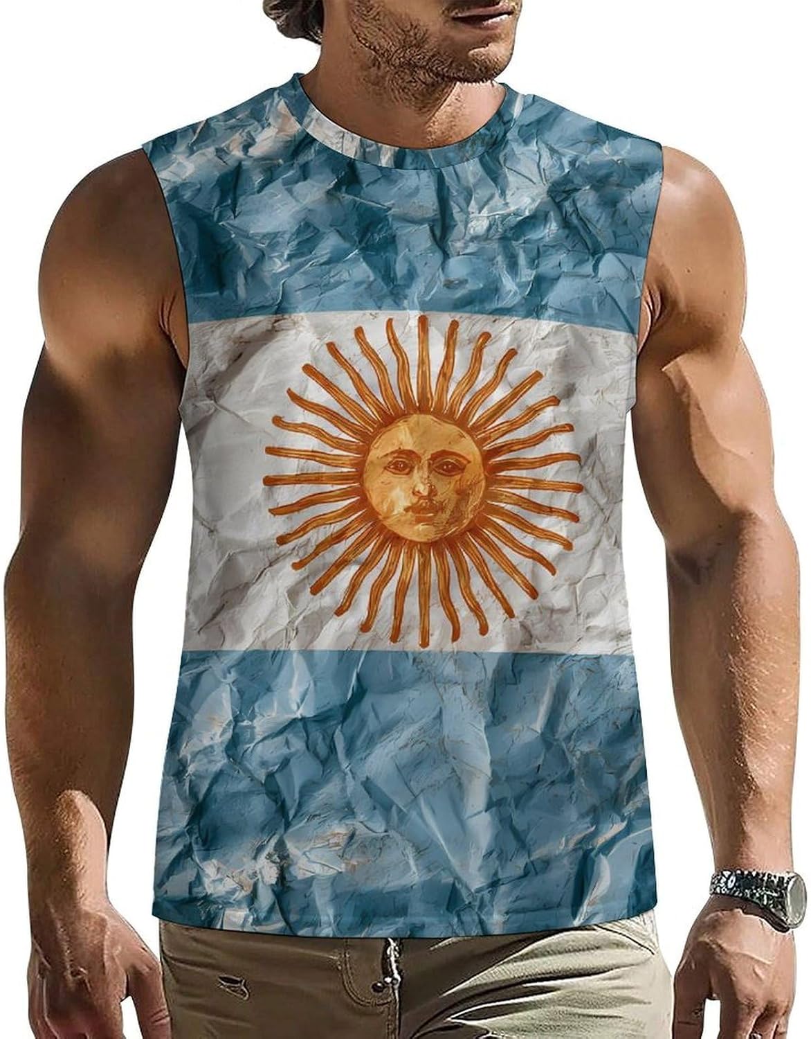 Grunge Argentina Flag Men's Sleeveless Shirt Small