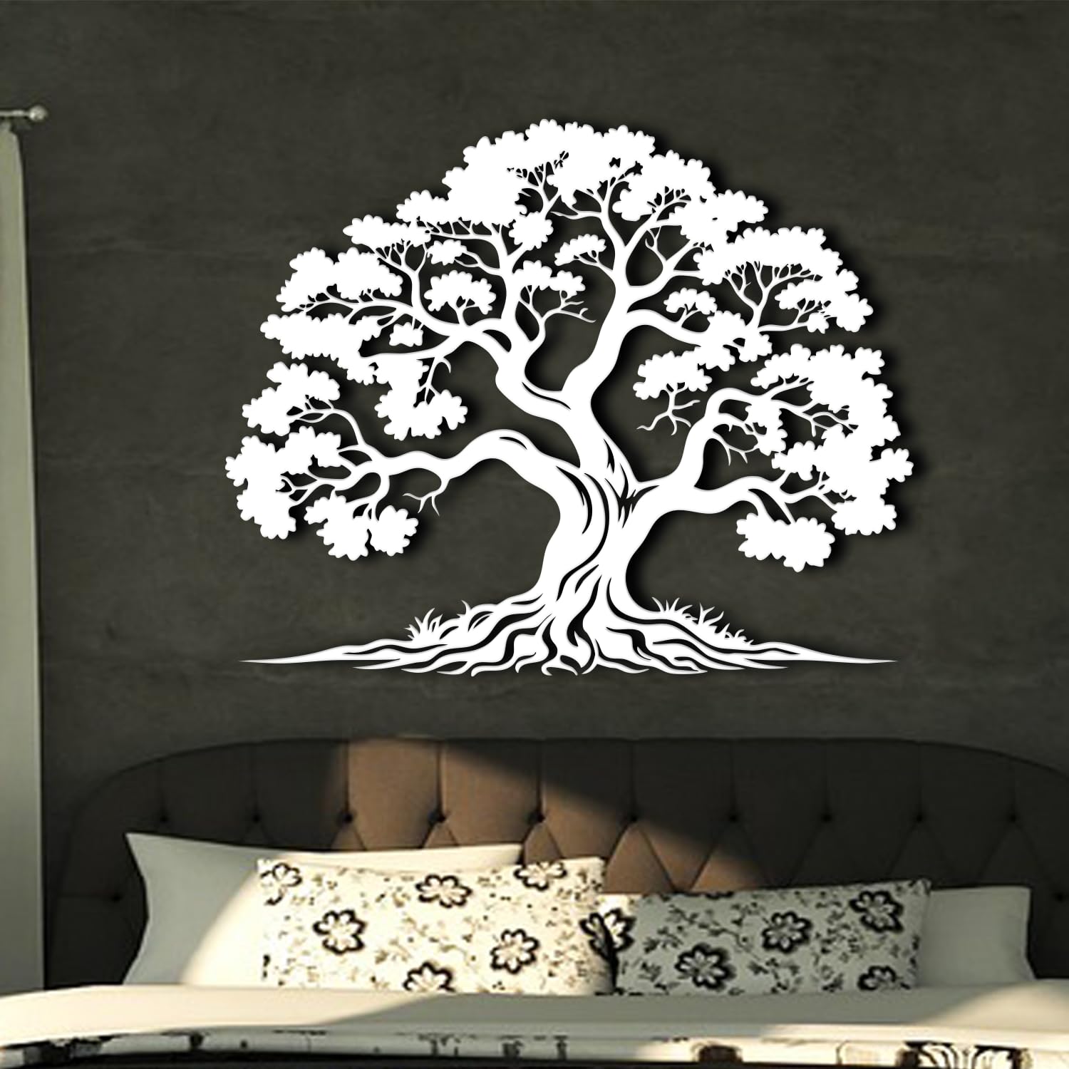 Arbre de la vie en métal art mural moderne blanc pour une élégance haut de gamme