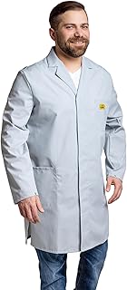 Flori ESD-Arbeitsmantel für Herren ¾ lang/mit 3 Taschen/Zertifiziert/sehr leichtes Gewebe 150gr/m²/ aufwendig verarbeitet/schadstofffrei nach Oeko-Tex Standard 100