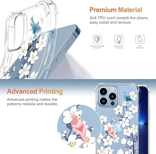 Miniatura 5 de RoseParrot - Funda protectora de 6.7 pulgadas con diseño floral para mujeres y niñas compatible con iPhone 12 Pro Max. Incluye protector de