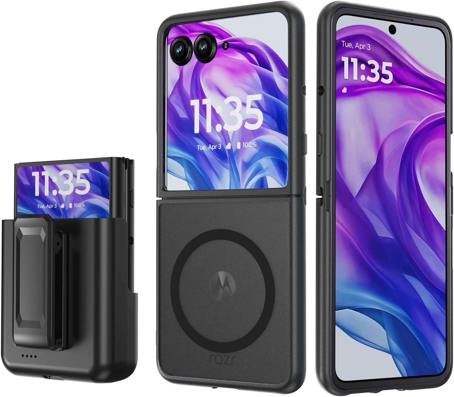 for Motorola Razr Plus 2025 Case,Razr Plus 2024 Case with 4400mah Battery Belt Clip Holster Razr Plus 2025 Charging Phone Case (for Razr Plus 2024/2025)