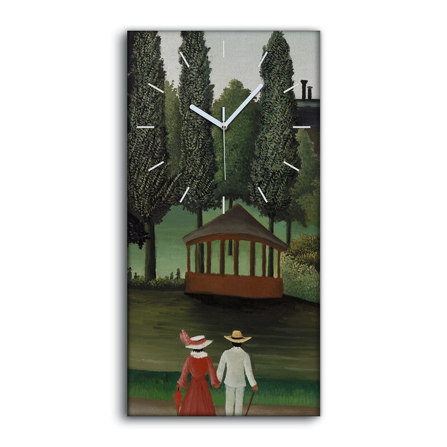Horloge sur Toile Art Moderne 30x60cm Décoration Murale Salon Chambre Coloray Park Couple Art