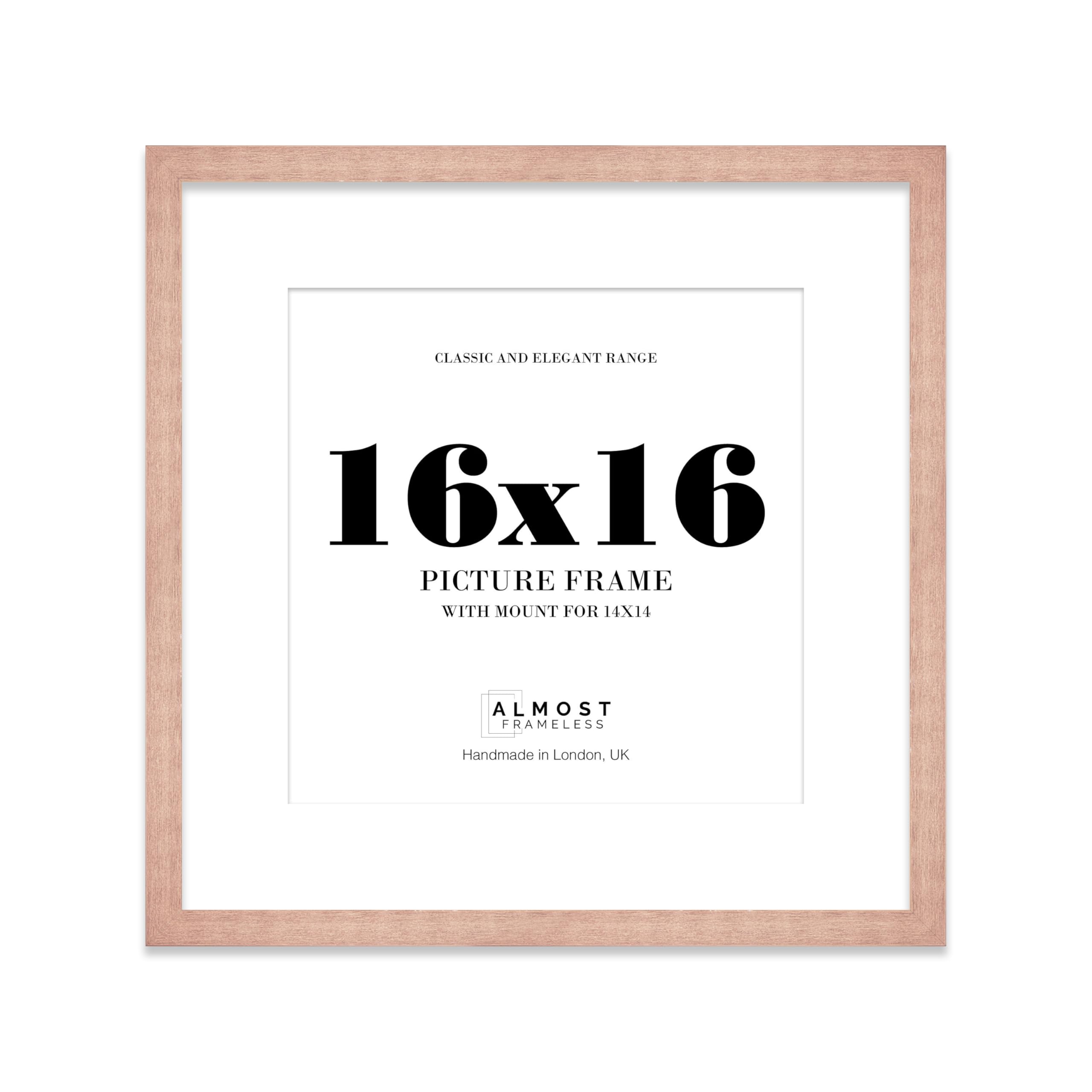 16x16 Bronze Picture Frame with Mount for 14x14 Photos, Prints - Modern Square Wall Frame, 1 Pack