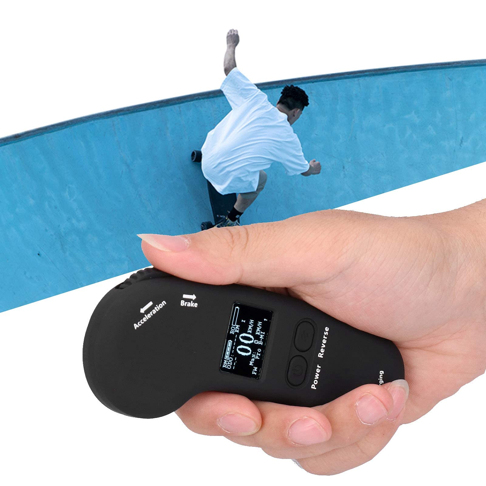 Ejoyous Télécommande de Planche à roulettes, Télécommande sans Fil pour Skateboard électrique sans Fil avec Rappel de Vibration à Affichage LED et Freinage à Vitesse Réglable