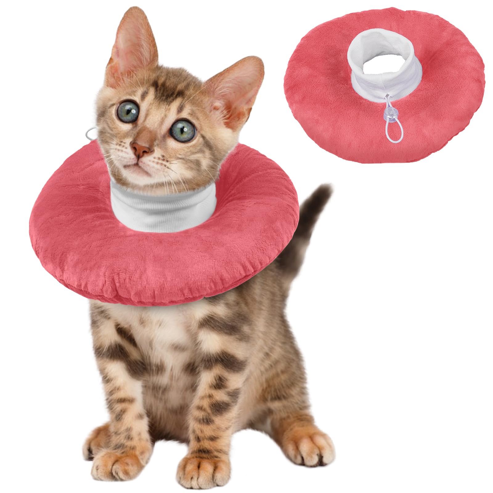Cat Cone Collar Soft Small, Comfortable Kitten Elizabethan Collar for Cat Recovery Cone Neck Donut(Pink, S)
