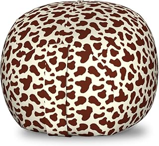 Ambesonne Cow Print Storage Toy Bag Chair, Cattle Skin with Brown Spots Agriculture Cow Oxen Hide Camouflage Pattern, Stuffed Animal Organizer Washable Bag, Small Size, Pale Yellow Brown