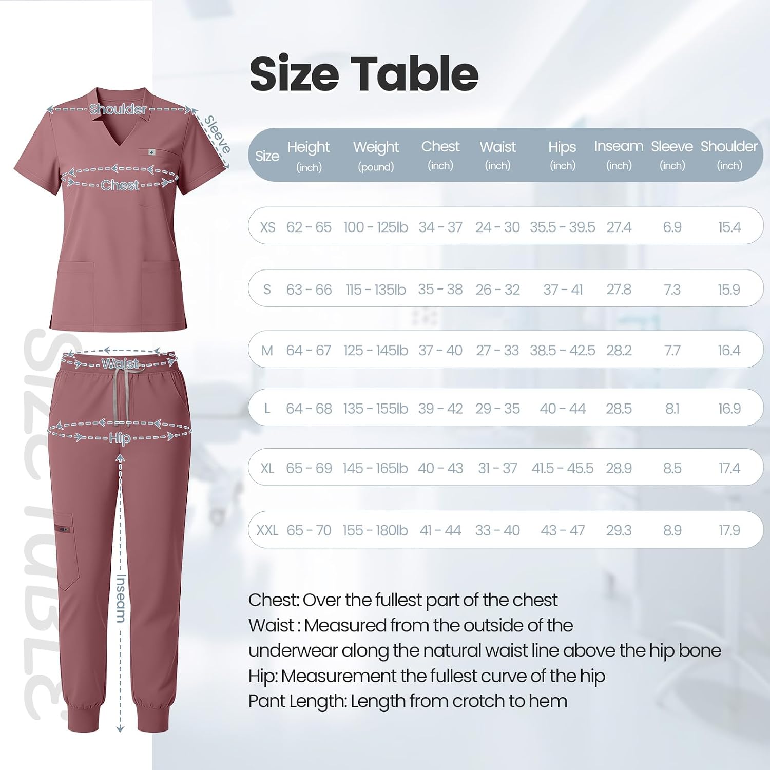 Scrubs for Women Set with V-Neck Top&Jogger Pants 8-Pockets | Yoga waistband. Soft stretch knit. V-neck, jogger cuffs. 13 colors. Machine washable. All-day comfort.