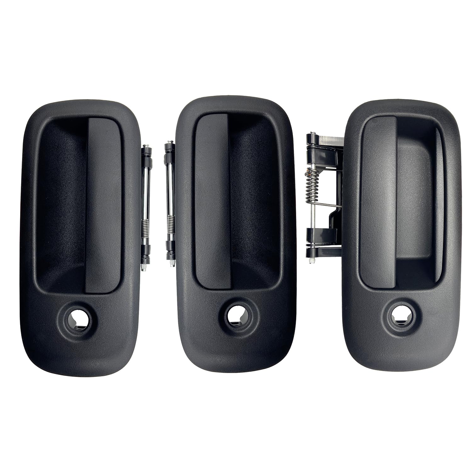 CheriezingExterior Door Handle Compatible with Select Chevy & GMC Models 2003-2009 Express Savana 1500 2500 3500 4500 - Textured Black - Replace# 25942271 25942272 25942270 Set of 3