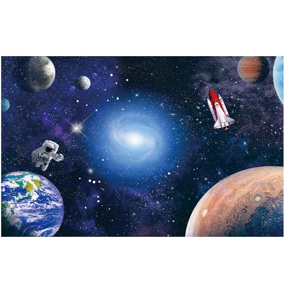 CGXINS Polyester 9x6ft Outer Space Astronaut Themed Baby Kids Childern Birthday Party Photography Backdrop Baby Shower Universe Galaxy Stars Newborn