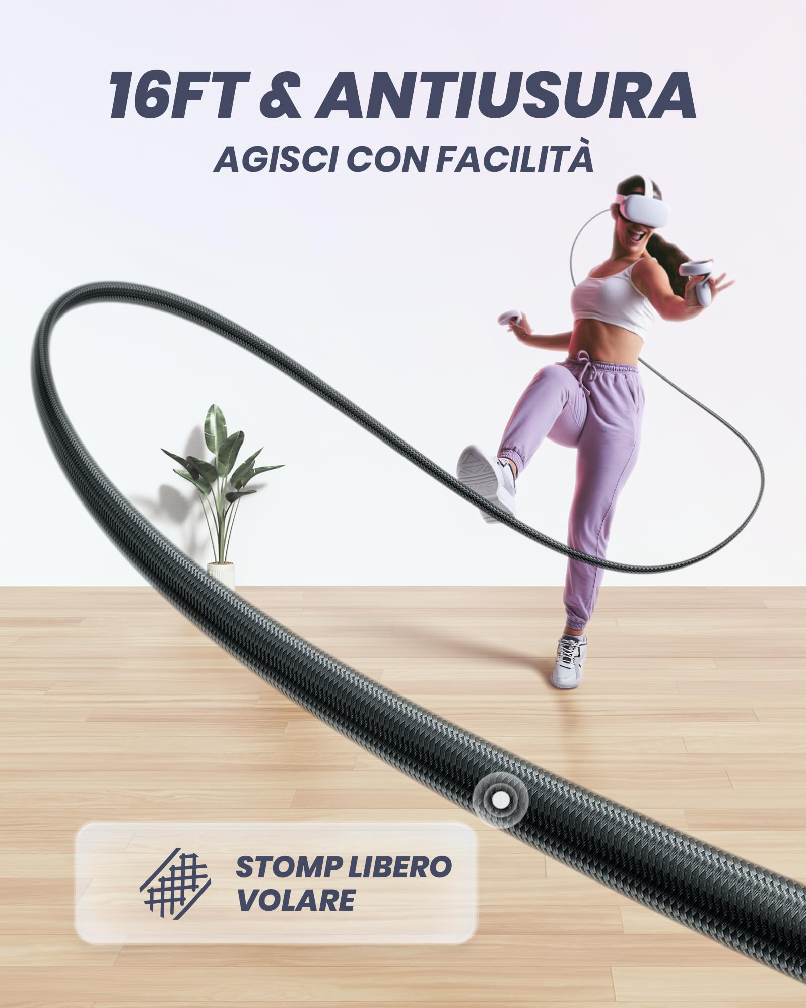 INIU Cavo Link 5m, Compatibile con Meta/Oculus Quest 3/2/Pro e Pico 4 Steam VR/PC di gioco, Trasferimento Dati ad Alta Velocità, USB A 3.0 a USB C Lnk Cable per VR Headset, Porta USBC separata