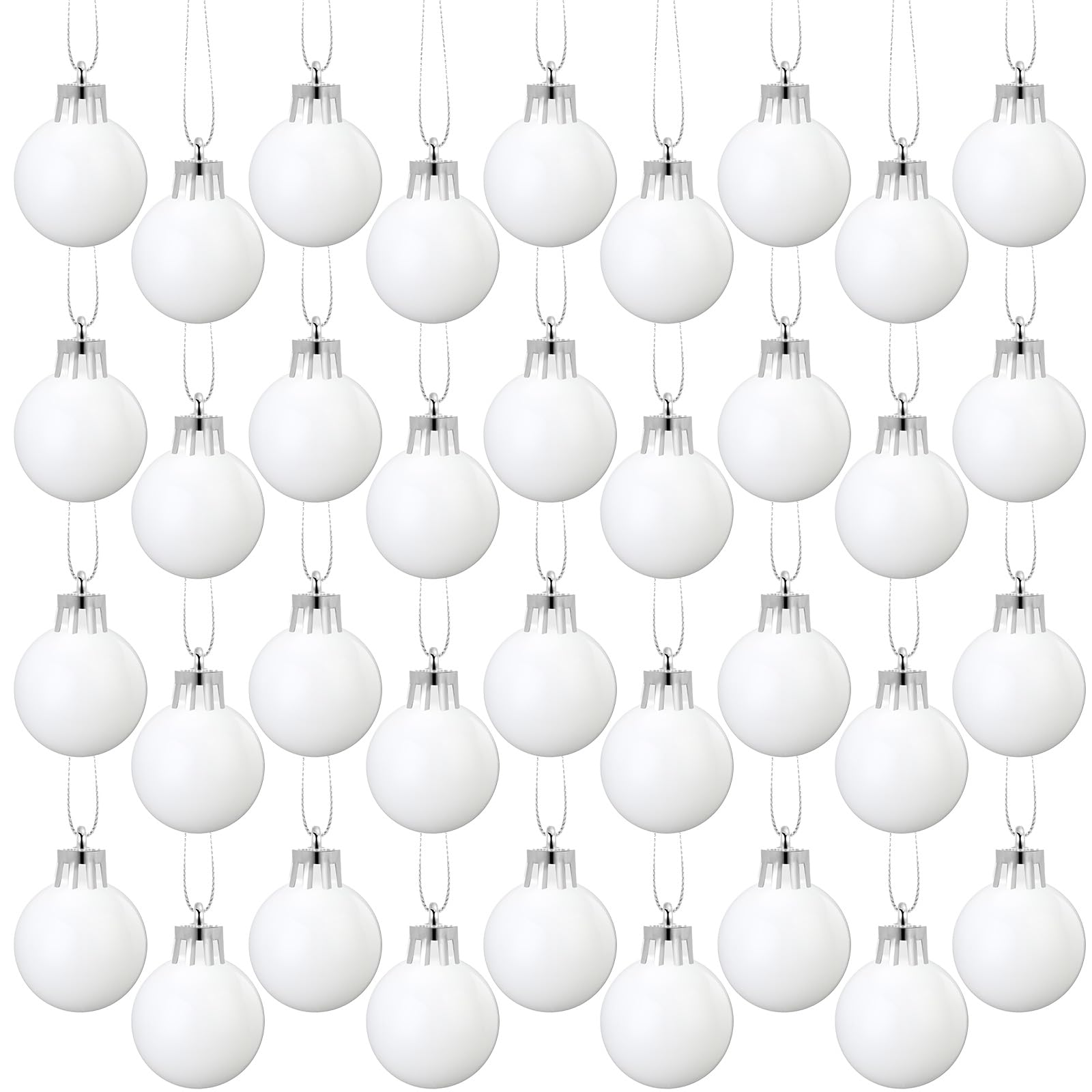 Boules de Noël blanches mates de 4cm au fini poudré pour décorations de fête