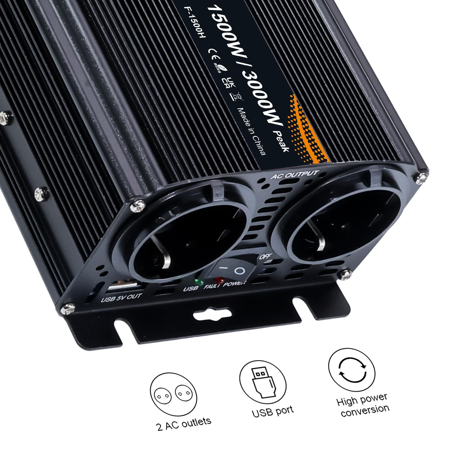 Tectake Sinus Spanningsomvormer Van 12v Naar 230v 1500 3000 W Tectake Sinus Spanningsomvormer Van 12v Naar 230v 1500 3000 W