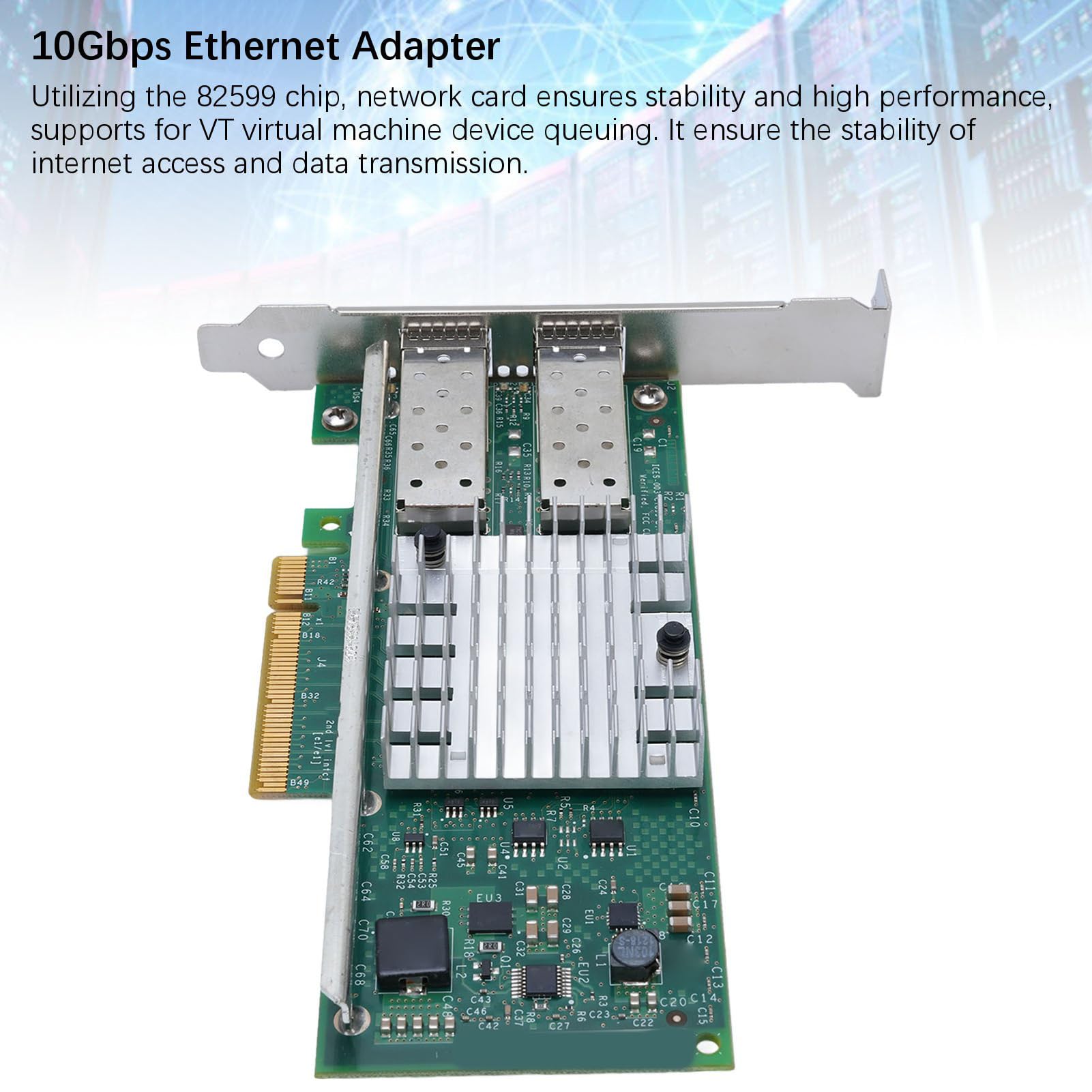 Bewinner Scheda di Rete Server SFP+ a Doppia Porta 10G Ad Alte Prestazioni Compatibilità PCIe X 8, Sistemi Operativi per Server 2003, per Vista