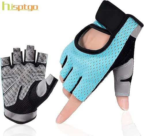 Miniatura 2 de Guantes de ciclismo para hombres y mujeres, sin dedos, transpirables, guantes de ciclismo antideslizantes que absorben los golpes, acolchados para