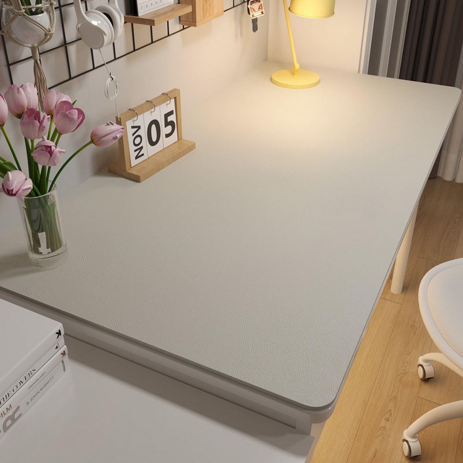 Multifunktionales Schreibtischunterlage rutschfeste Wasserdichter Mauspad PU Leder Ultradünnes Mauspad für Büro und Zuhause Weiß, 80 x 160 cm