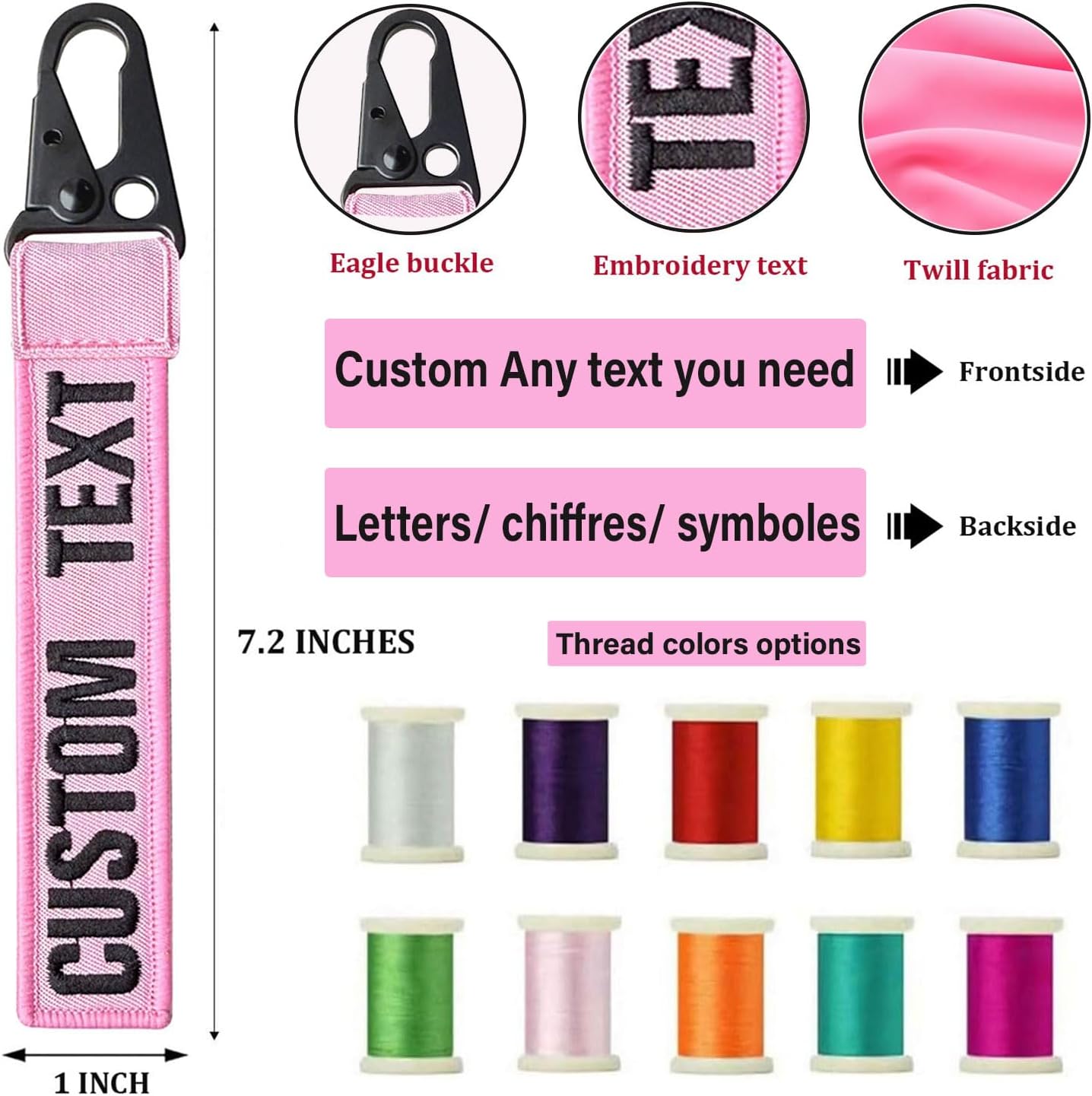 Personalized Embroidery Keychain, Custom Double-sided Key tags with Text/Name, Customized Gifts for Friends, Family, Men, Women - Image 2