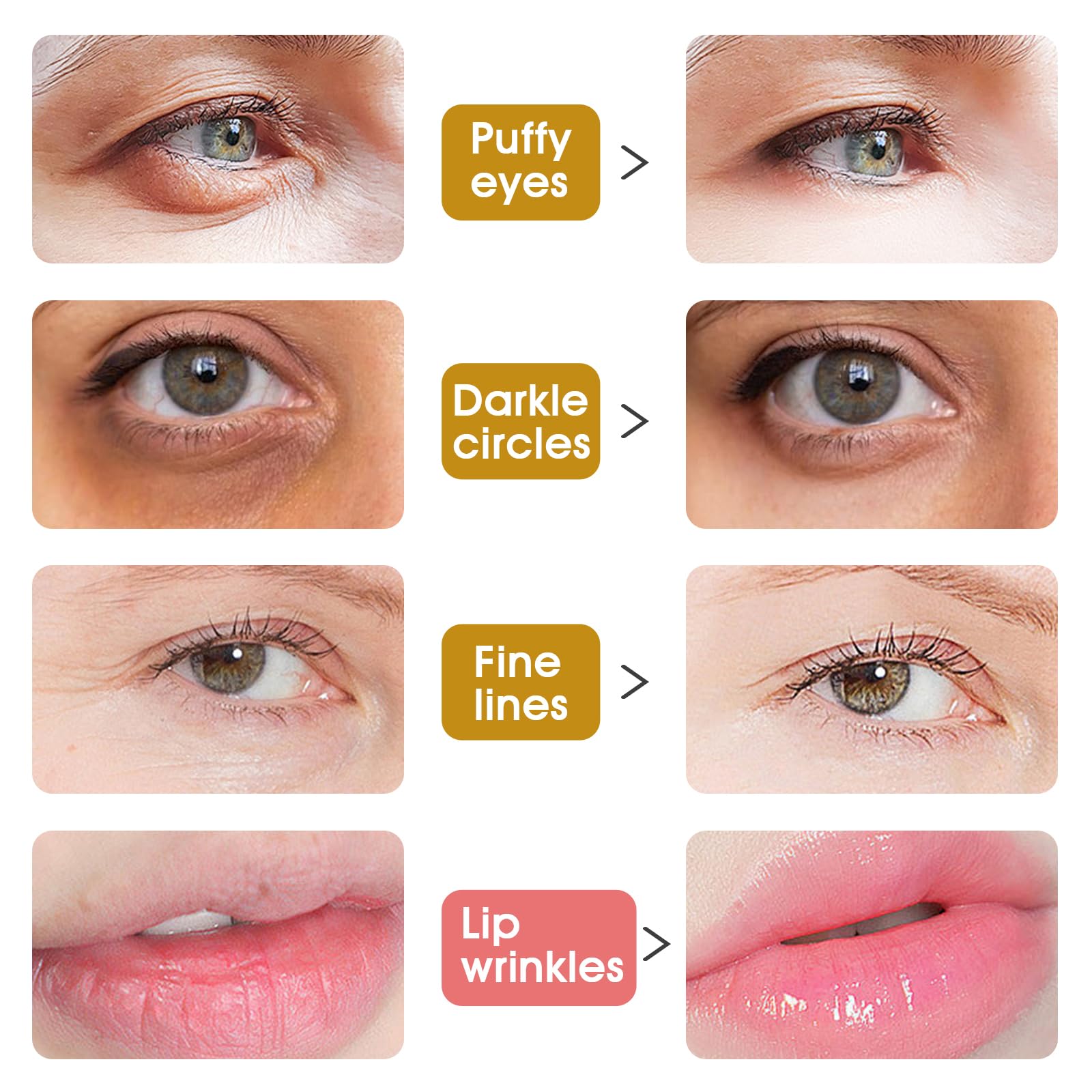 Adofect 40 Pairs Under Eye Patches and Lip Mask 24K Gold Eye Mask for Puffy Eyes Collagen Lip Masks and Crystal Eye Mask Reducing Fine Lines for Women and Men (Gold and Pink) 3