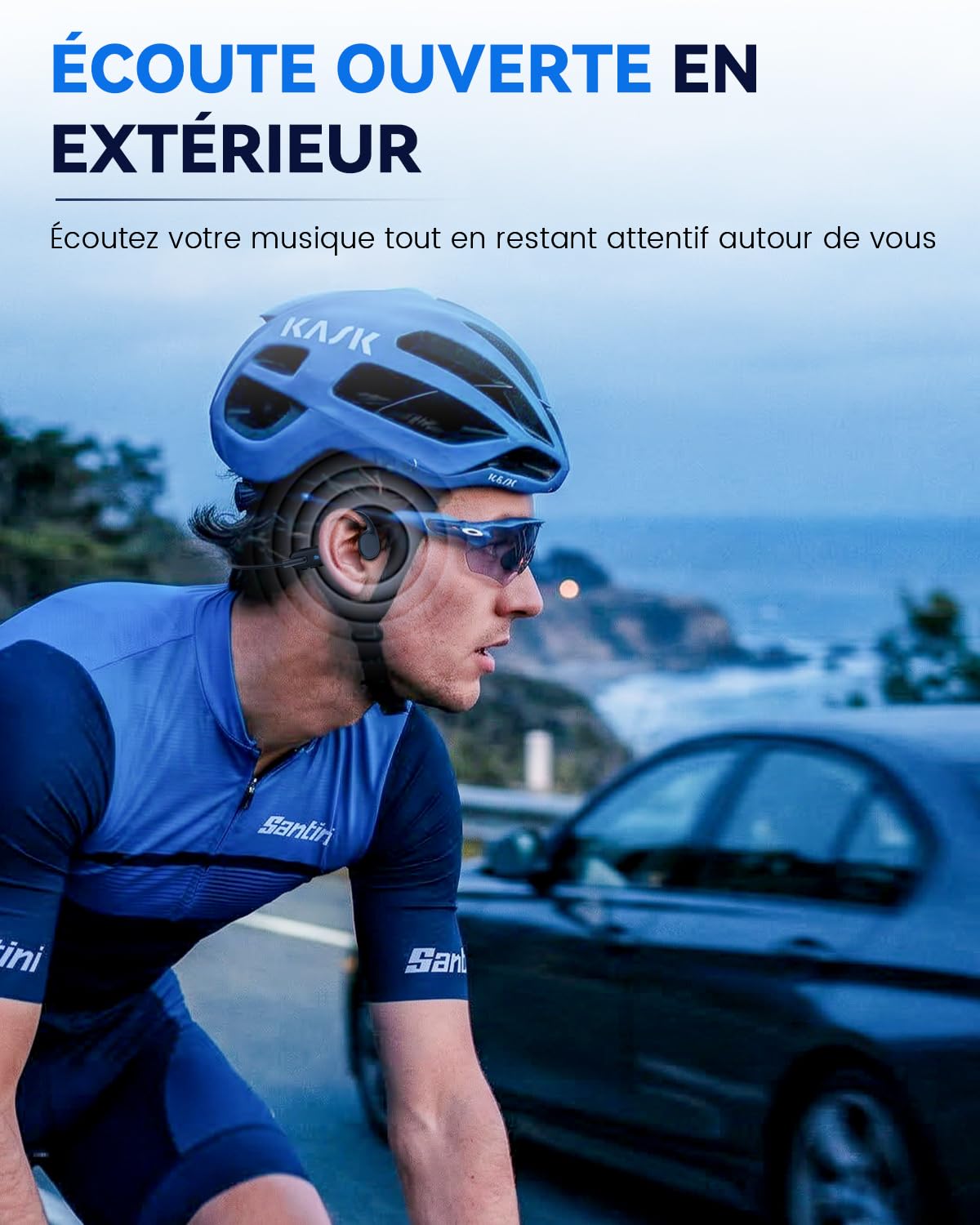 HIFI WALKER Casque Conduction Osseuse Bluetooth 6.0, Écouteur Natation IPX8 Étanche avec Lecteur MP3 32 Go Intégré, Autonomie 8 h, Casque Open Ear Sport pour Piscine, Course à Pied, Cyclisme