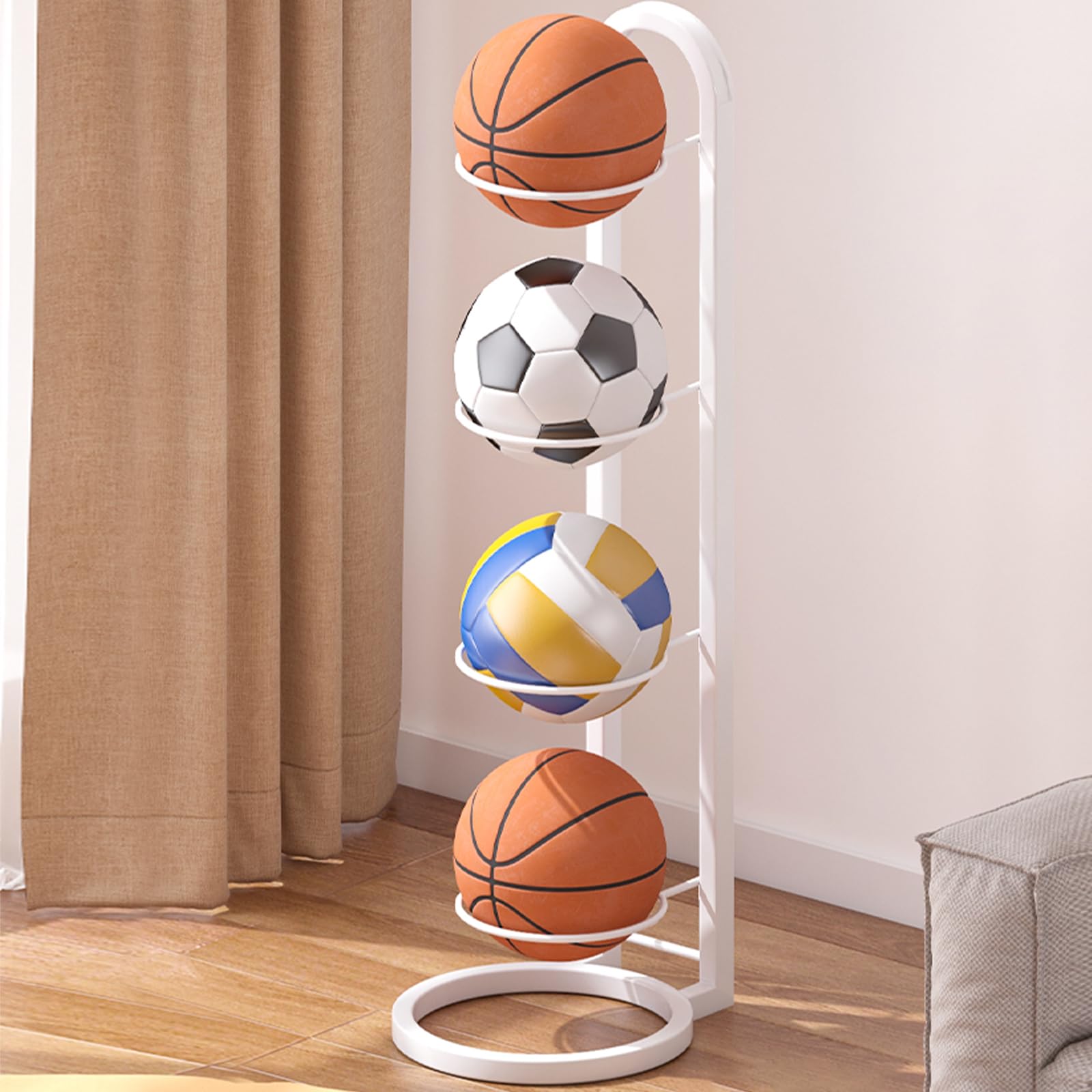 Estante de almacenamiento para pelotas, soporte para pelotas, estante de fútbol, estante de fútbol integrado multicapa, estante extraíble para baloncesto y fútbol, estante de almacenamiento