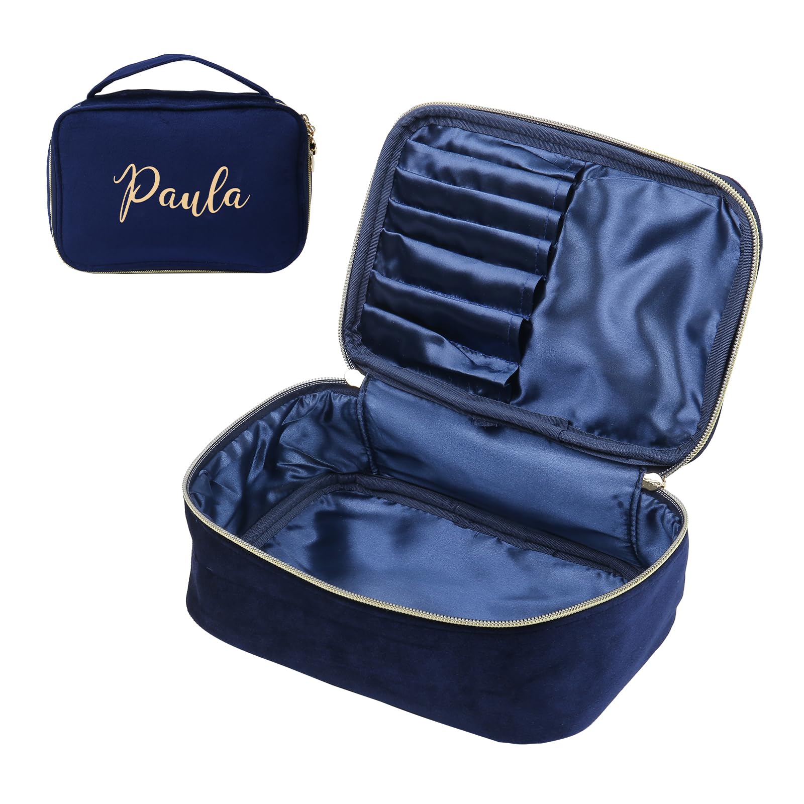 Dreamgem Personalized Name Makeup Bags - Monogrammed Gift for Women Girls Cosmetic Bag with Zipper Gift Ideal for Teen Girls Women Birthday Friend Mom