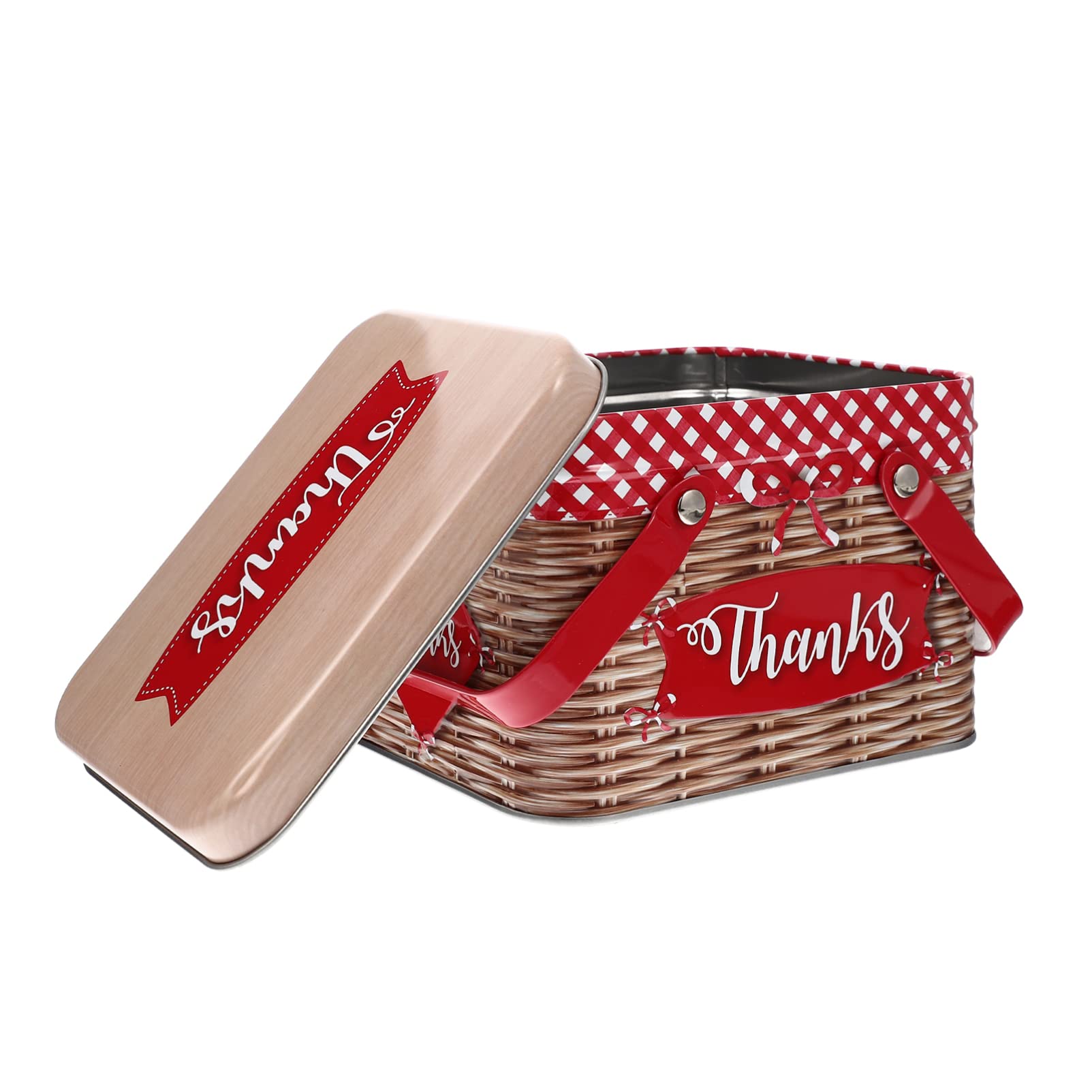 Luxshiny Biscuits Box with Handle, Metal Thanksgiving Day Candy Can Empty Baking Cookie Container Case Portable Snacks Tinplate For Party, Birthday, Festival Favors