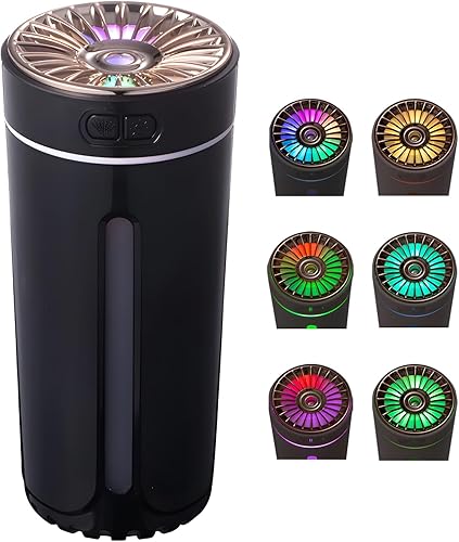 Humidificador difusor de coche con difusor de aceite esencial, mini humidificador de aire portátil silencioso USB con luz LED, ambientador de