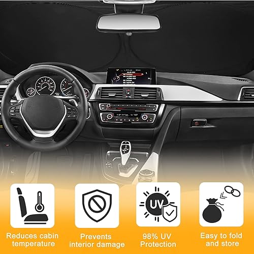 Miniatura 2 de UrbanX Parasol para parabrisas de automóvil para Hyundai Accent, material duradero 240T, visera solar para rayos UV, protección solar y calor,