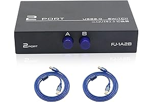 Qianrenon 2 Port USB Switch Adapter for 2 Computers