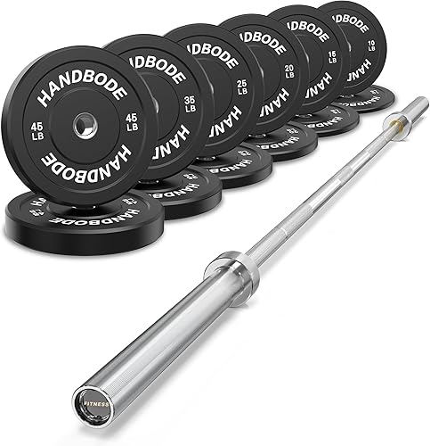 Miniatura 10 de Olympic Bumper Plates Bench Press Barbell Weights Set 2 - Inch, 10-55 lb Black Rubber Weight Sets for Home Gym, Strength Training Plate Includes 45
