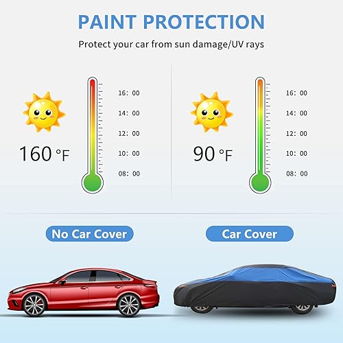 Miniatura 7 de XicBoom Funda impermeable para todo tipo de clima, cubierta exterior completa para automóvil, resistente al viento, protección UV, nieve, granizo,