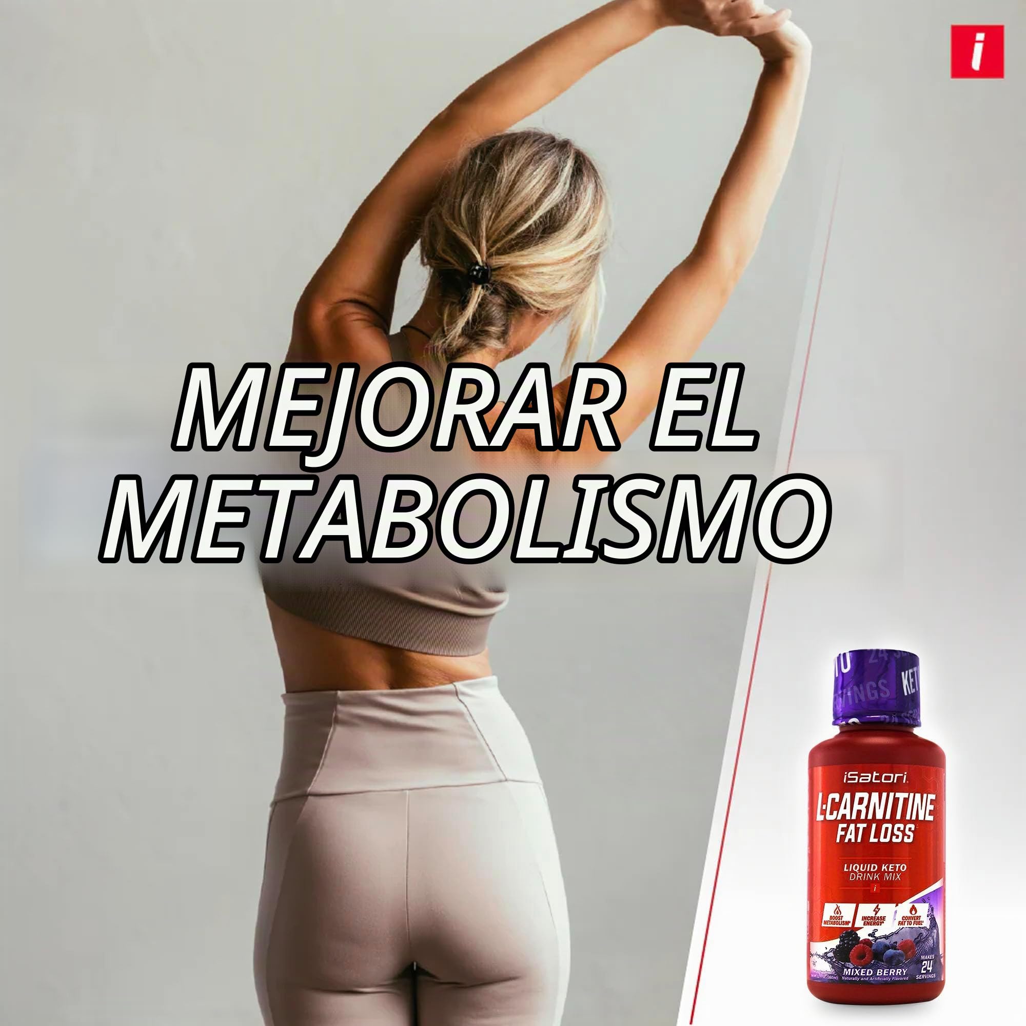 iSatori L-Carnitina 1500, suplemento líquido de triple mezcla de L carnitina, con acetilo y tartrato, energía libre de estimulantes, baja en calorías, azúcar o gluten, apto para dieta cetogénica, sabor a