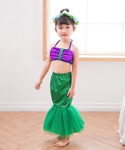 Miniatura 2 de Disfraz de princesa sirena para niñas pequeñas, peluca de varita tiara (18 meses a 8 años)