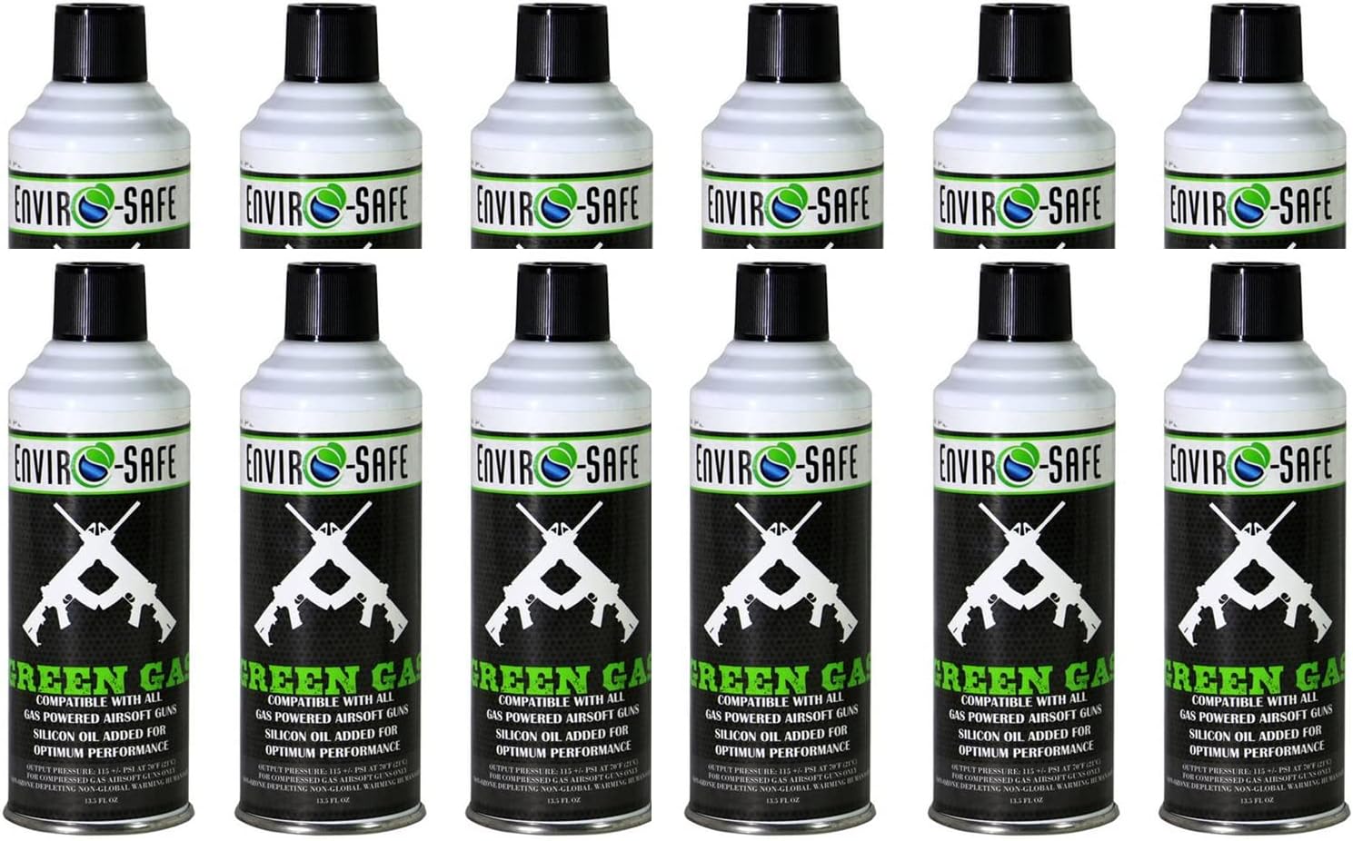 Enviro-Safe Green Gas – Premium Airsoft Propellant for Law Enforcement, Military & Enthusiasts, Case of 12 cans, 13.5 fl oz