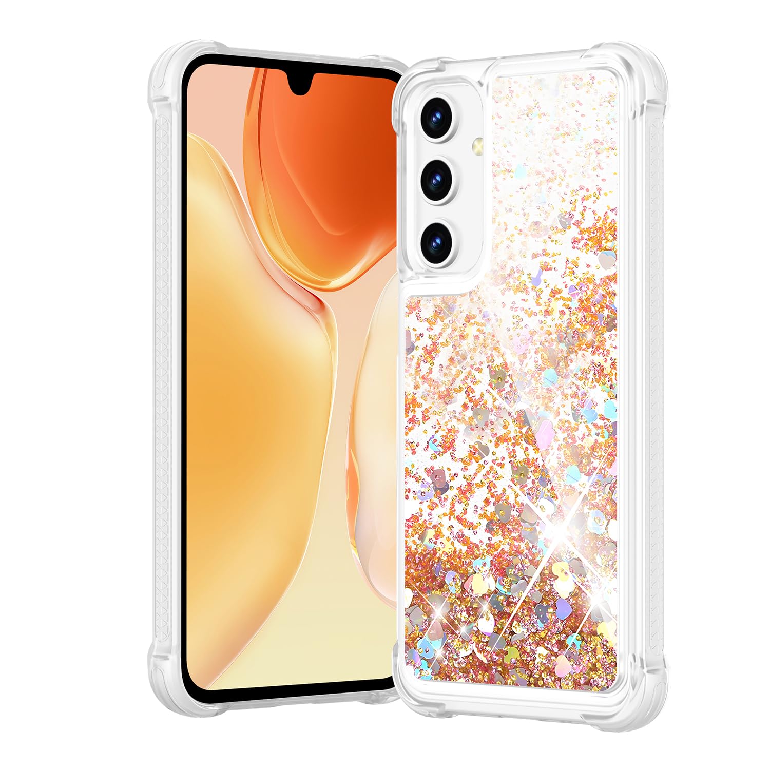 Noyabox for Samsung Galaxy S23 FE Case Glitter, Bling Sparkly Liquid Sand Shockproof Bumper Clear Shiny Dynamic with Air Cushions Cover for Women and