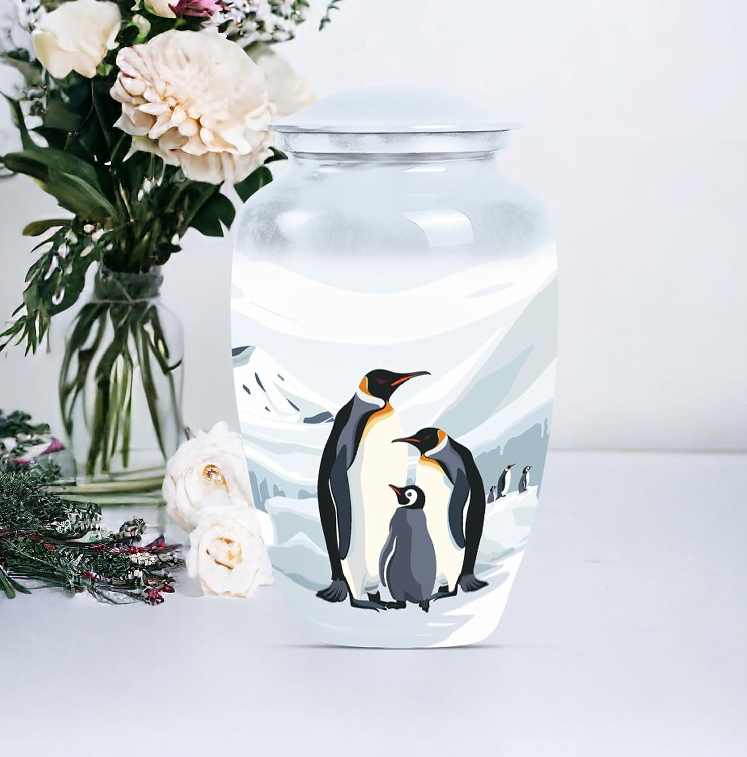 Arctic Family - Decorative Urns for Human Ashes - Cremation Urns Adult - 10 Inch - Large with Velvet Bag - Adult Large Urn - Ash Urns for Humans - Funeral Urn