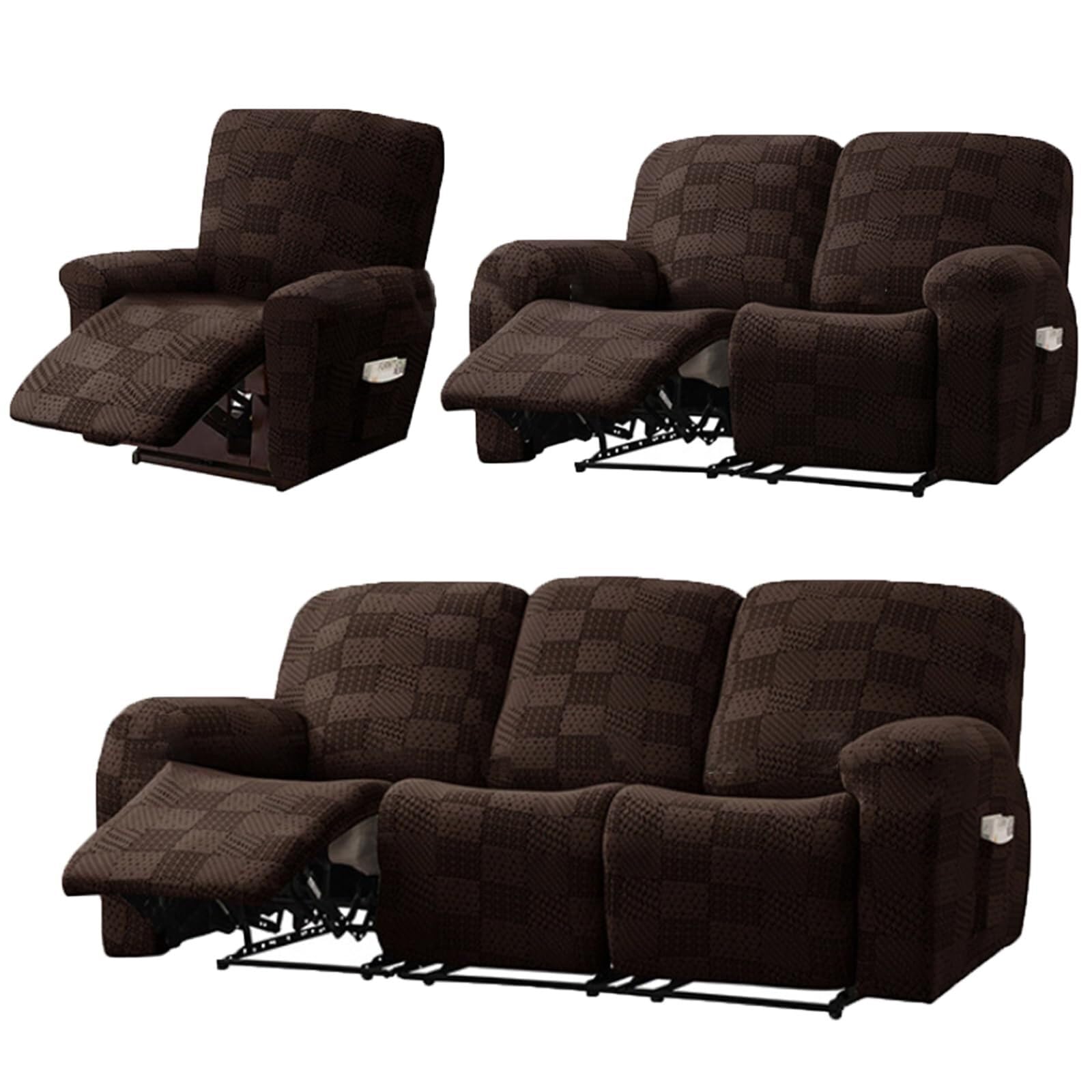 Copripoltrona Elastico Relax, Copripoltrona Relax Reclinabile Jacquard 4 Pezzi Copripoltrona Reclinabile Antiscivolo Copripoltrona Relax Rimovibili E Lavabili Per Soggiorno(Coffee Color,2 Seater)