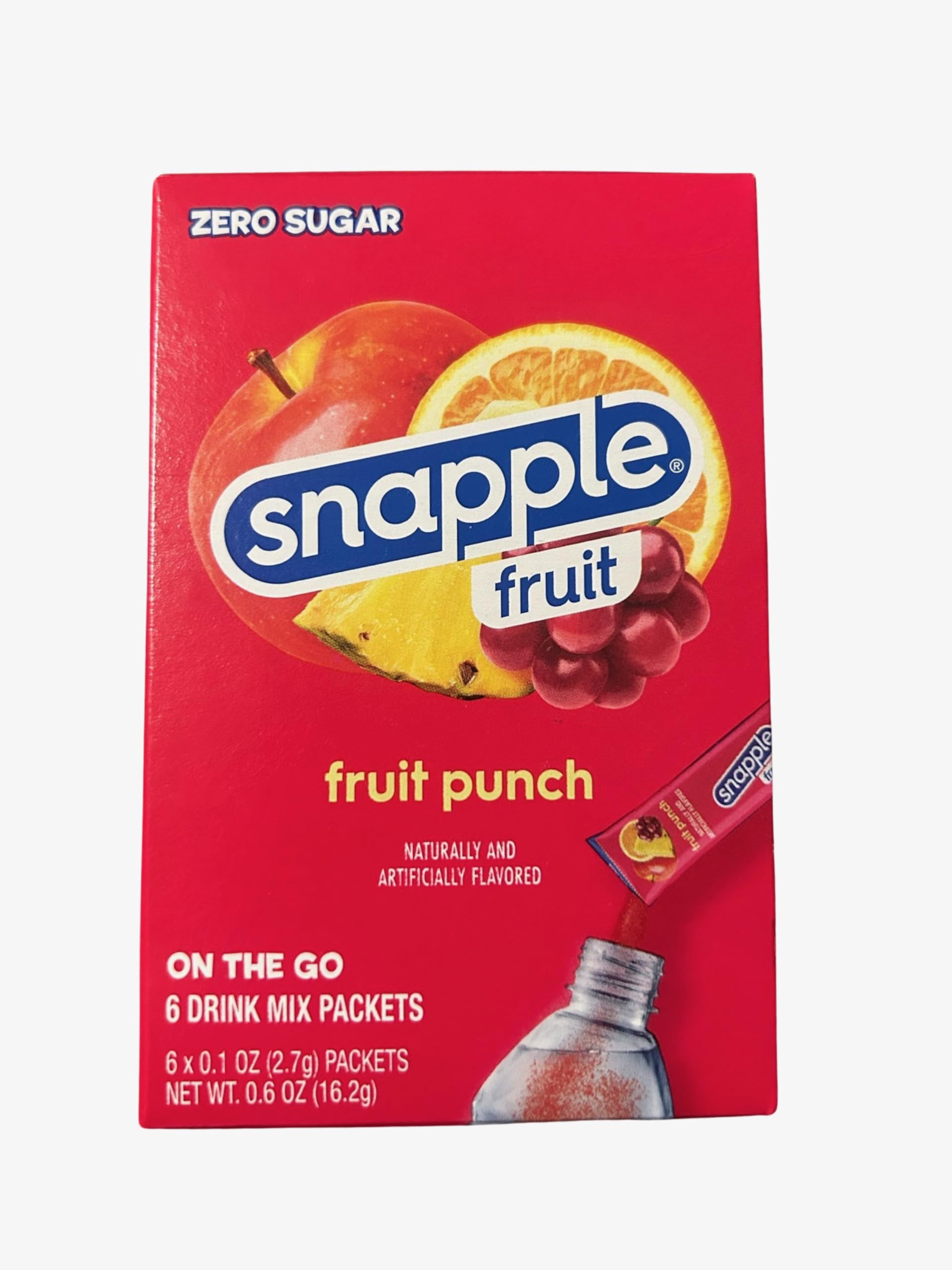 Snapple Fruit Punch Drink Mix- 6 Powder Sticks | Zero Sugar | On-The-Go Hydration Packs
