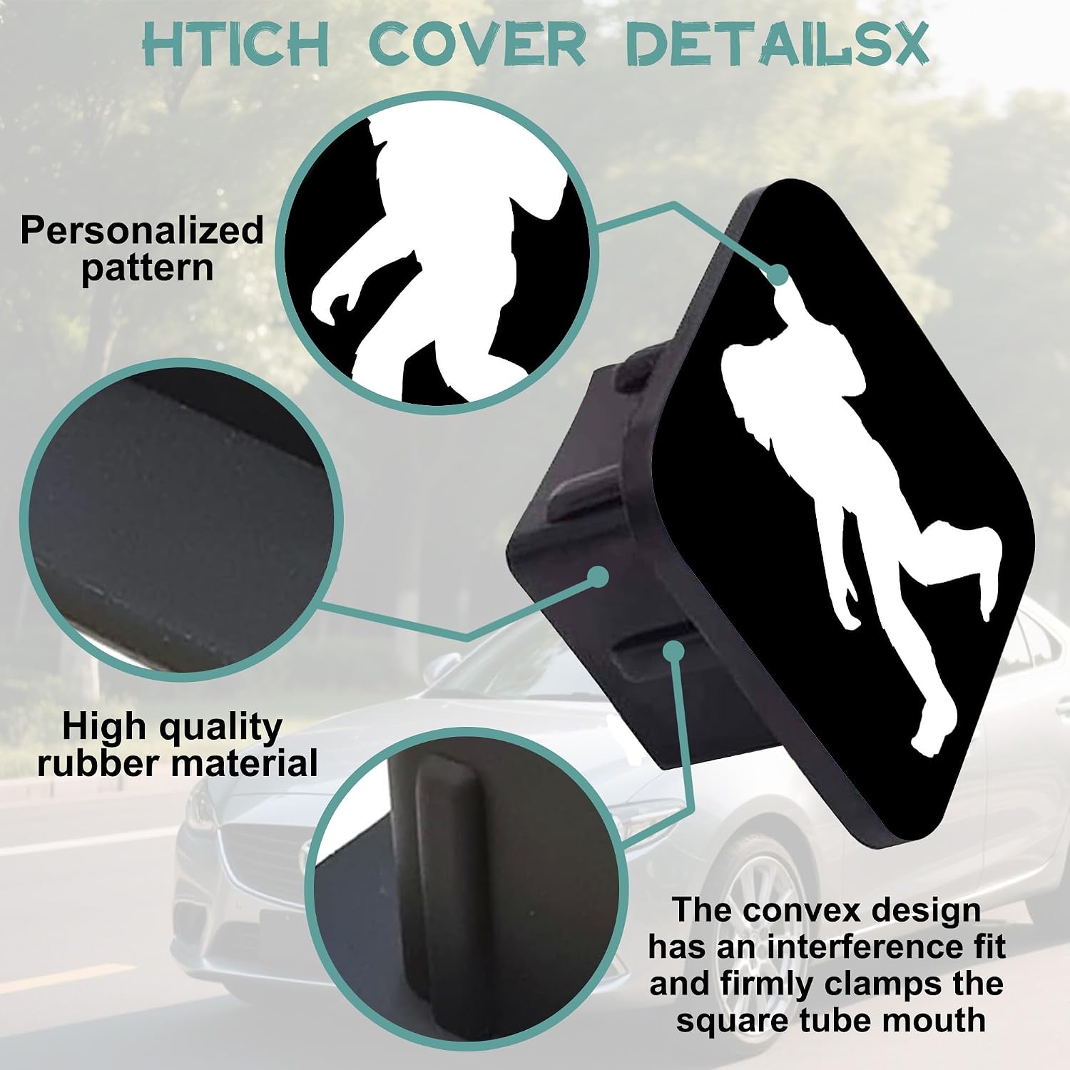 Sasquatch Tow Hitch Cove Sasquatch Trailer Hitch Cover, Square 2 Inch Receiver Tube Plug Cover, Trailer Hitch Tube Rubber Covers for Trucks SUV Cars